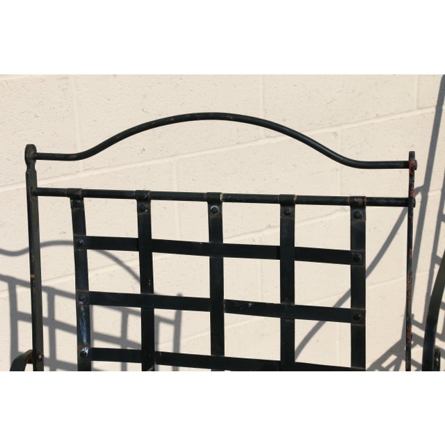 Pair of Hervé Baume French Wrought Iron Folding Patio Chairs | Outdoor Garden Armchairs | France 1970s For Sale - Image 9 of 18