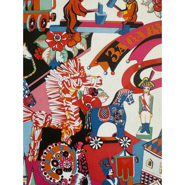 Hermès 1980s Authentic Original Hermès “Za Bavushka” Silk Scarf Art Print Framed Folk Art French Luxury Wall Art Advertisement For Sale - Image 4 of 7