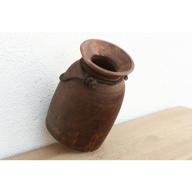 14" Tall Hand-Turned Antique Vessel For Sale - Image 4 of 6