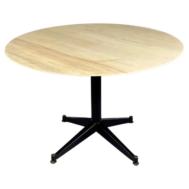 Mid-Century Italian Modern Dining Table with Pink Portugal Marble Top, 1950s For Sale