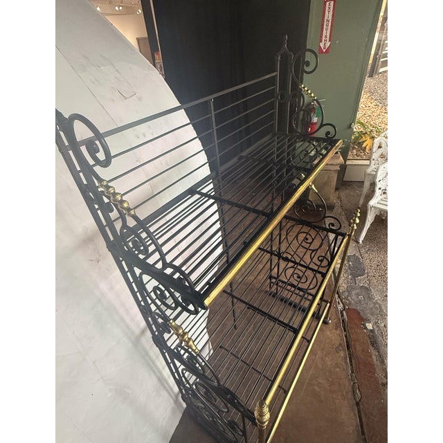 Metal Large French Boulangerie Stand or Baker's Rack of Wrought Iron and Brass For Sale - Image 7 of 12