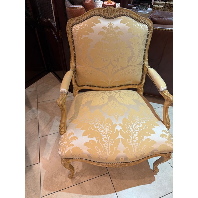 French Mid 20th Century Pair of French Bergères Attributed to Maison Jansen For Sale - Image 3 of 12