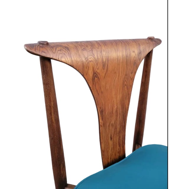 Mid 20th Century MCM Lawrence Peabody Dining Chair Newly Reupholstered in Leather - Set of 6 For Sale - Image 5 of 6