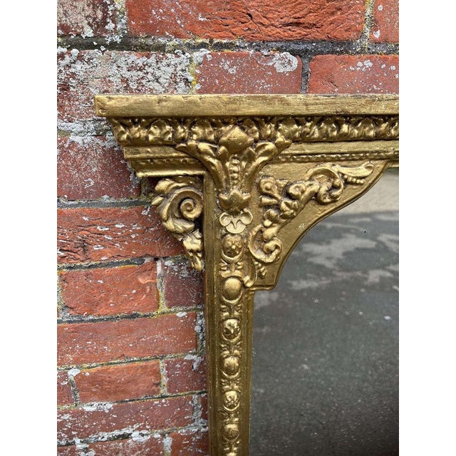 Large Antique English Gilt Overmantle Mirror For Sale - Image 5 of 8
