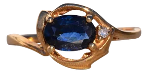 The 147th Avenue: East to West Sapphire and Diamond Ring in Yellow Gold