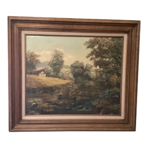 Vintage Oil Painting of Landscape Rural Scene Artist Signed Framed