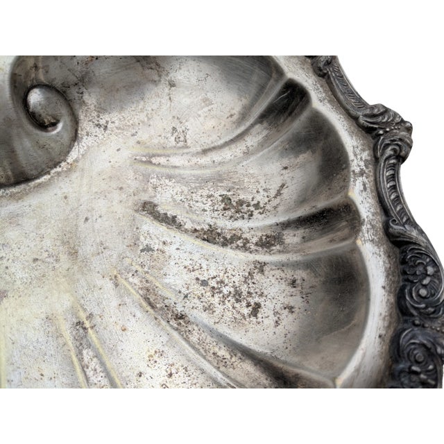 Vintage English Regency Sheffield Silver Plated Fish Clam Shell Serving Platter For Sale - Image 9 of 10