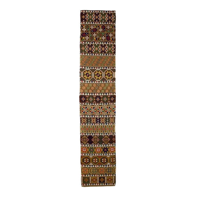 Antique Scandinavian Textile Kilim Rug 2’2” X 9’11” For Sale