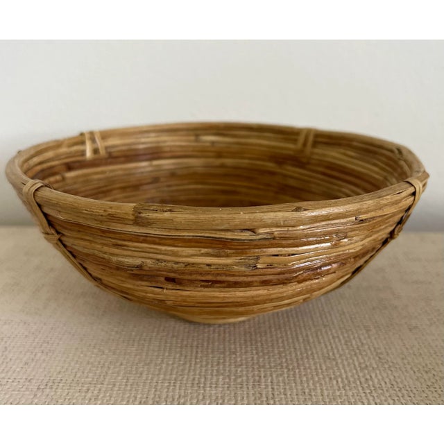 Mid-Century Pencil Reed Gabriella Crespi Style Bowl/Basket For Sale In Miami - Image 6 of 11