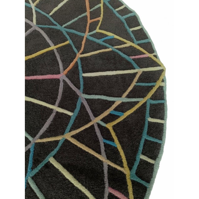 1970s Round Wool Rug with Optical Design, Italy, 1970s For Sale - Image 5 of 6