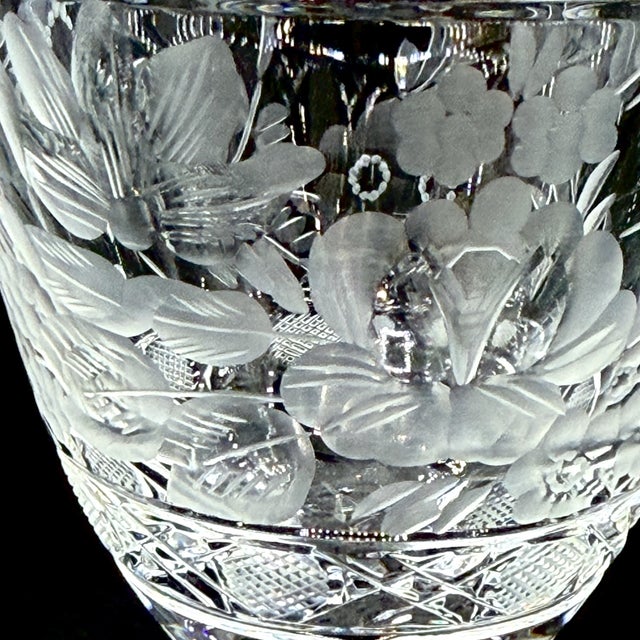 Meissen Crystal Wine Glasses, Floral Engraved & Cane Cut, German Bleikristall, 1960s, Set of 6 For Sale - Image 13 of 18