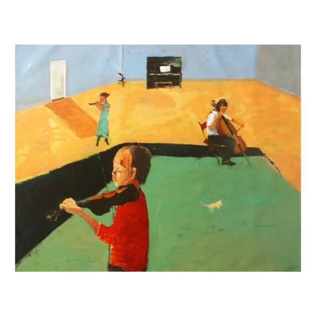 Monika Rossa, Boy Playing the Violin, 2021, Oil on Canvas For Sale