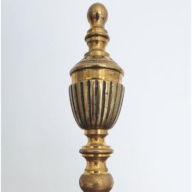 Italian Pair of Brass Fireplace Andiron Set With Italian Artisanal Craftsmanship For Sale - Image 3 of 7