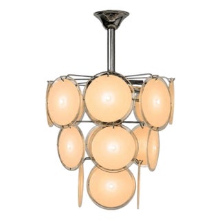 Mid-Century Modern, Pink Murano Glass, Chrome, Pendant Light, 1960s For Sale