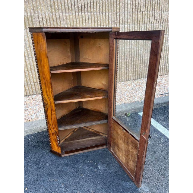 Early 20th Century Regency Style Circassian Walnut Corner Cabinet. For Sale - Image 5 of 10