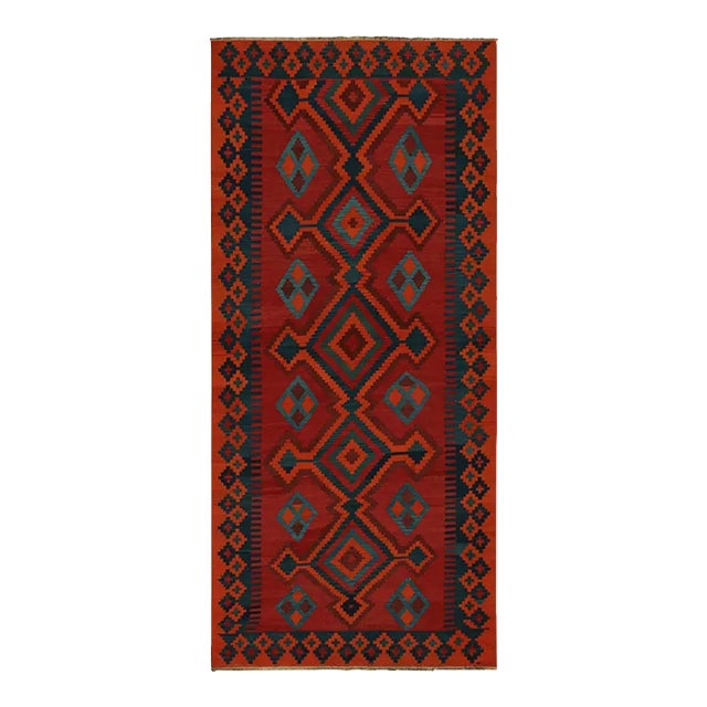 1950s Vintage Tribal Afghan Kilim Rug in Red With Medallions For Sale