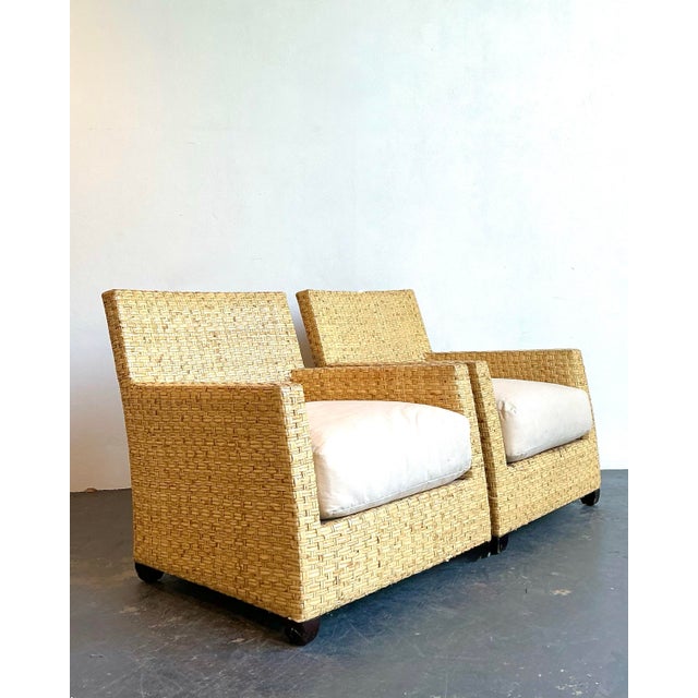 Vintage McGuire Woven Rattan Lounge Chairs - A Pair For Sale - Image 12 of 12