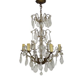 Vintage 8-Light Chandelier with Glass Pendants. 1960s For Sale