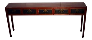 Red Lacquer Console Table With Black Lacquer Drawers From 19th Century, China
