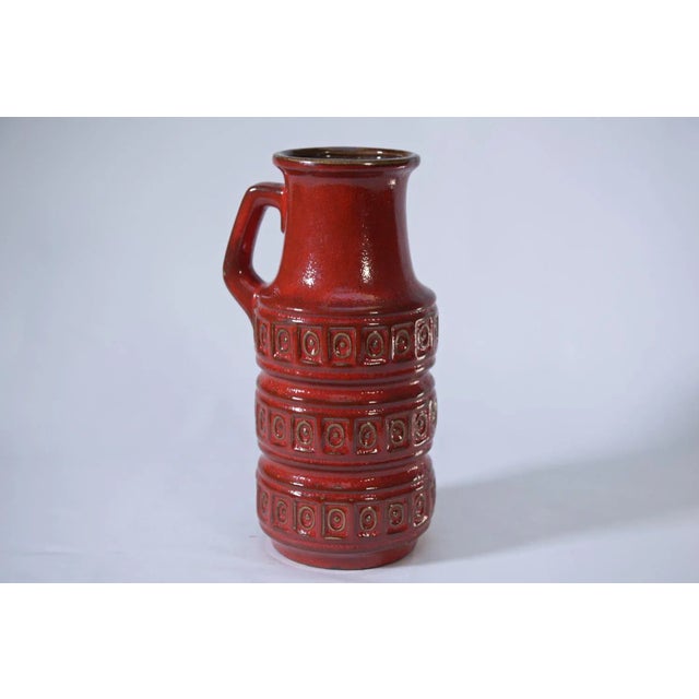 Stamped WEST GERMANY Vase with handle brutalist pattern Perfect condition