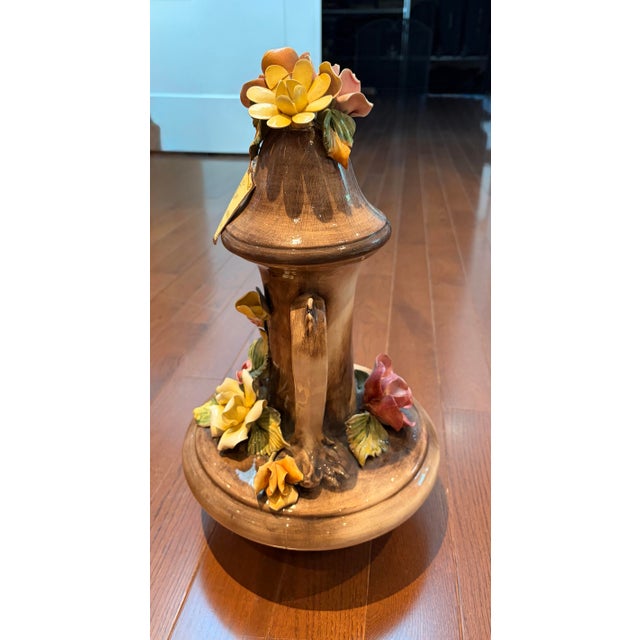 Ceramic Vintage Capodimonte Italian Porcelain Lidded Urn Vase With Hand-Applied Roses - Made in Italy For Sale - Image 7 of 9