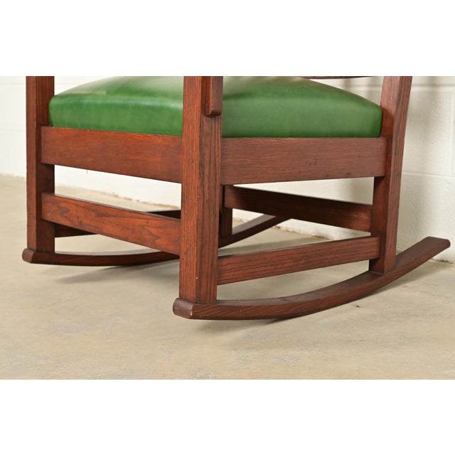 Brown Stickley Brothers Style Antique Mission Oak Arts & Crafts Rocking Chair, Circa 1900 For Sale - Image 8 of 12