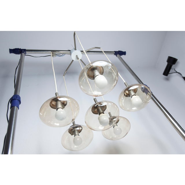 Cascade Chandelier with 6-Light Smoked Glass Drops, 1960s For Sale - Image 6 of 18