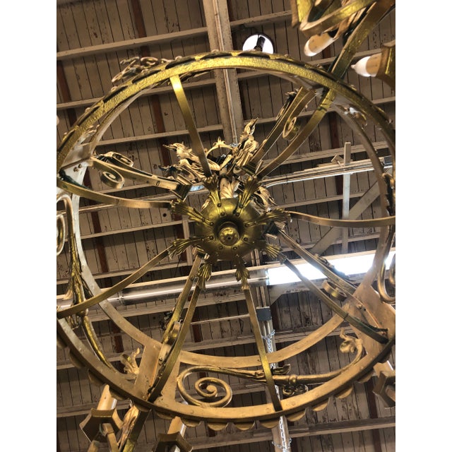 Metal 1920s Spanish Revival Gothic Mediterranean Iron Oversized Chandelier For Sale - Image 7 of 13