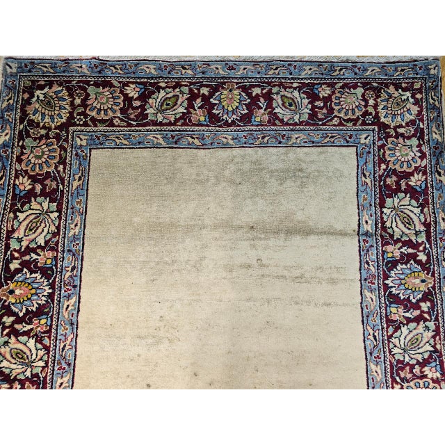 Vintage Khorassan Runner Rug, Hand-Knotted Wool, Open Pattern, Ivory & Burgundy, 4x23 For Sale - Image 13 of 15