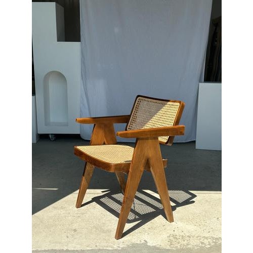 Natural Wood Cane Office Chair For Sale - Image 5 of 18