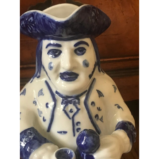 Original and unique Viana Do Castelo, Portugal hand painted pitcher/mug depicting Colonial era tea drinker. This piece is...