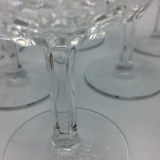 Fostoria Glass Company Fostoria American Clear Champagne or Tall Sherbet Pressed Glasses - Set of 7 For Sale - Image 4 of 13