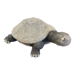 Vintage French Carved Ceramic Two-Tone Crackled Turtle Sculpture Raku Method