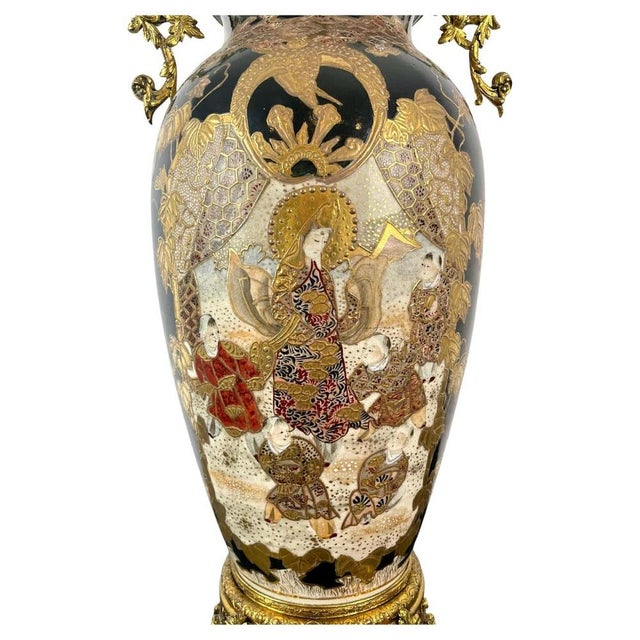 19th Century Japan Satsuma Porcelain Vase and Golden Metal, 1870s For Sale - Image 3 of 18