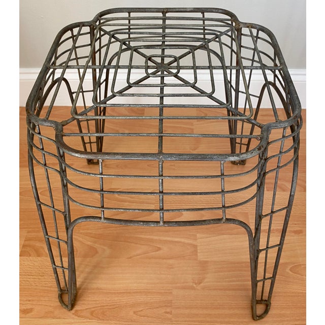 Early 20th Century Vintage Art Deco Metal Side Table With Architectural Wire Design For Sale - Image 5 of 7