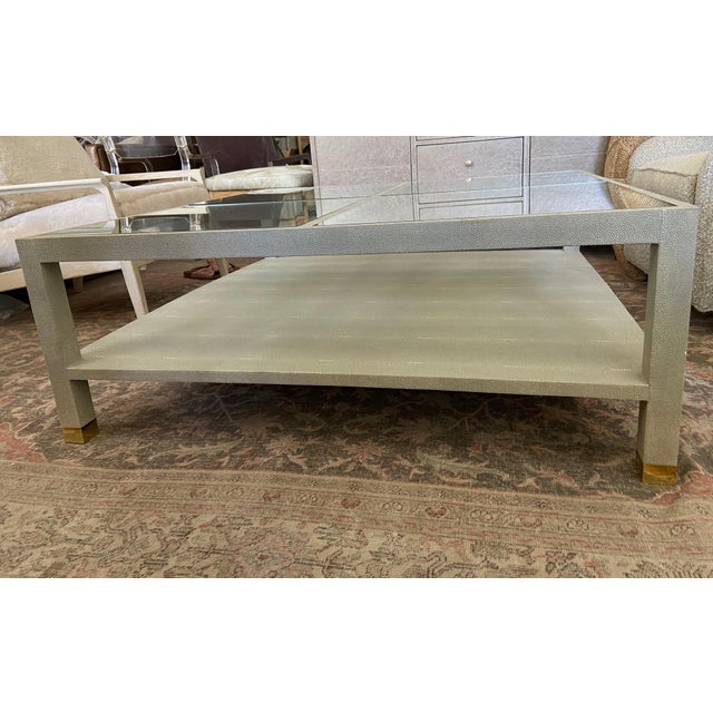 Large Square Faux Shagreen Coffee Table Chairish
