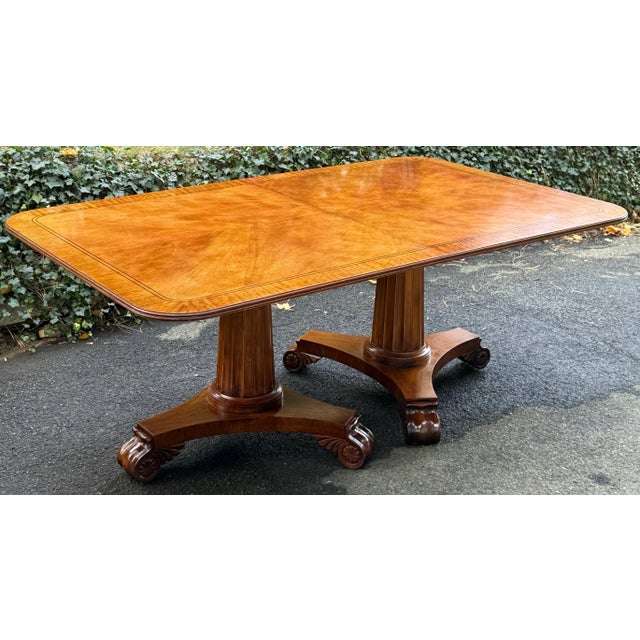 1980s Henredon 18th Century Inspired Neoclassical Double Pedestal Dining Table With 2 Leaves For Sale - Image 5 of 12