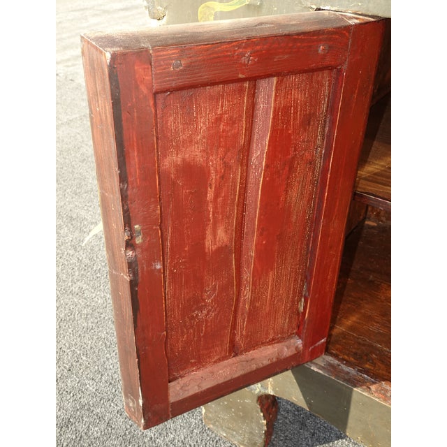 Black Antique Hand Painted Asian Chinoiserie Altar Cabinet For Sale - Image 8 of 12