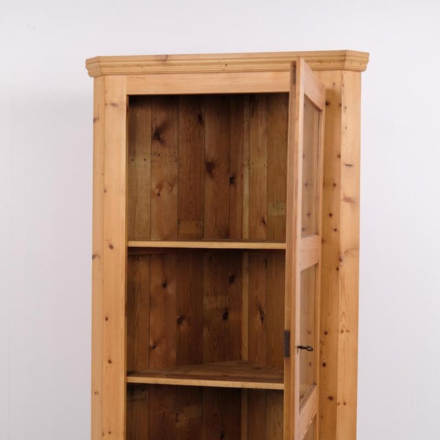 Late 19th Century Antique Pine Corner Cabinet with Glass Door, 1890s For Sale - Image 5 of 10