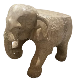 Large Antique Hand-Carved Wood Elephant Stand Side Table