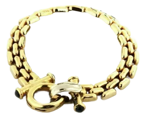 Sapphire Triple Row14k Yellow Gold Bar Link Bracelet