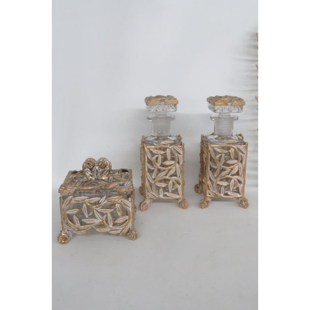 Imperial Glass 4pc Ormolu Vanity Set With 2 Perfume Bottles 1 Tray 1 Box 4723b For Sale - Image 4 of 18