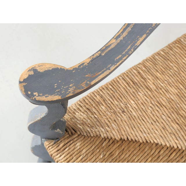 Antique Swedish Ladderback Chair in Old Plaint and Extra Large in Scale For Sale In Chicago - Image 6 of 12