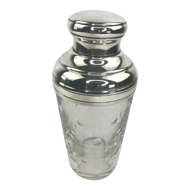 Vintage French St. Louis Crystal and Silver Plate Cocktail Shaker For Sale