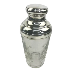 Vintage French St. Louis Crystal and Silver Plate Cocktail Shaker
