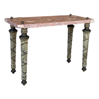 Neoclassical Pink Marble Top Side Table With Gilt Metal Legs, European For Sale