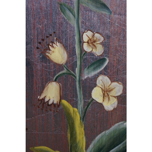 3 Chinoiserie Gold Silver Metallic Tropical Bird Crane Leaf Vine Hanging Panels 63" For Sale - Image 12 of 17
