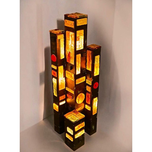 A large, rare mid-century modern floor lamp (Model "New York") made by the Italian artisanal manufacturer Longobard in...