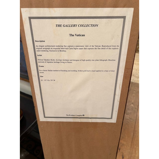 Antique White Long Framed Architectural Renderings of Venice & the Vatican -A Pair For Sale - Image 8 of 10