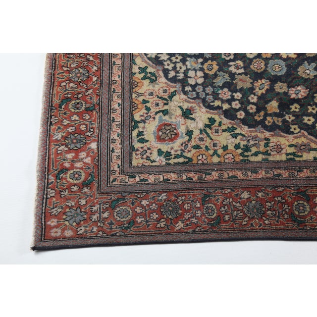 Textile Vintage Hereke Hand-Knotted Rug - Fine Wool on Cotton Floral Medallion Design -3' 6'' X 5' 10'' For Sale - Image 7 of 13